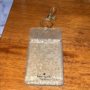 Kate Spade ID Clip Gold Glitter (Silicone Keychain/ID/Card Holder)